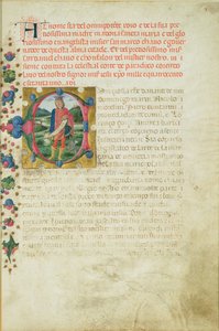 Historikert initial C, der forestiller profeten Daniel i et landskab, ca. 1471 af Martino di Giorgio da Modena