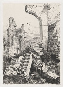 Ruinerne af Bourscheid Slot af Martinus Antonius Kuytenbrouwer jr.