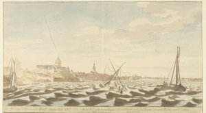 Udsigt over Nijmegen fra Waal Nymegen te sien vande Waell (titel på objekt) af Martinus Berkenboom
