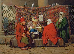 En tyrkisk notar, der udarbejder en ægteskabskontrakt foran Kilic Ali Pasha-moskeen, Tophane, Konstantinopel