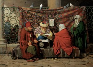 En tyrkisk notar, der udarbejder en ægteskabskontrakt foran Kilic Ali Pasha-moskeen, Tophane, Cinstantinopel, 1837