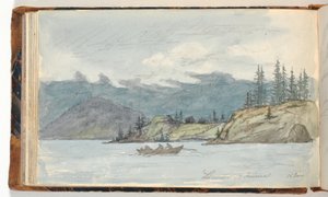 Sølandskab med en robåd. Krøderenfjorden, Norge af Martinus Rørbye