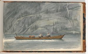 Fjordlandskab med robåd. Krøderen, Norge af Martinus Rørbye