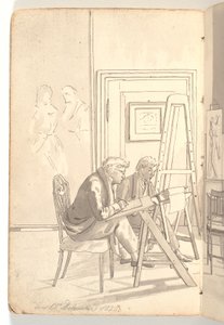 Interiør fra akademiet med tegnende unge kunstnere af Martinus Rørbye