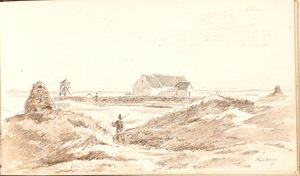 Klitlandskab ved Råbjerg Kirke af Martinus Rørbye