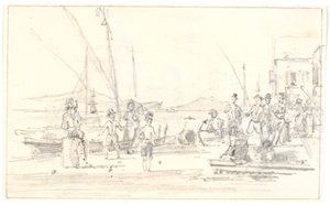 Parti af havnen i Palermo af Martinus Rørbye