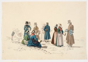 Scene fra torvepladsen i Thisted af Martinus Rørbye
