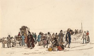 Studie til "Skibsbroen paa Horten i Christiania Fiorden" af Martinus Rørbye