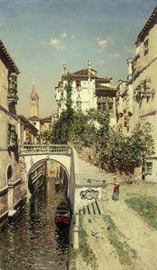 En venetiansk kanalscene af Martín Rico y Ortega