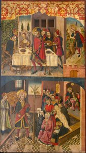 Sankt Christopher tager afsked med kongen, der frygtede Satan, Sankt Christopher og hans omvendte... af Martín de Soria
