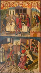 Sankt Christopher tager afsked med kongen, der frygtede Satan; Sankt Christopher og hans konvertitter af Martín de Soria
