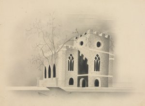 En gotisk kirke ved måneskin, 1840.