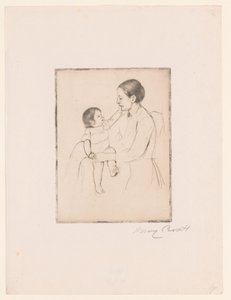 Kærligheden Kærtegnene Mor og barn af Mary Cassatt (signed by artist)