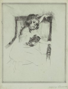 Knælende i en lænestol af Mary Cassatt