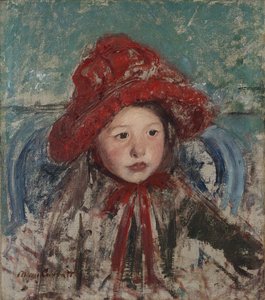Lille pige med en stor rød hat af Mary Cassatt