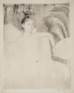 Mimi med en japansk vifte af Mary Cassatt