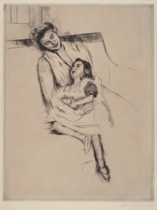 Reine og Margot sidder på en sofa (nr. 2) af Mary Cassatt