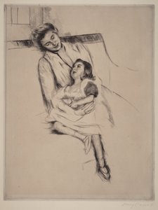 Reine og Margot siddende på en sofa (nr. 2) af Mary Cassatt