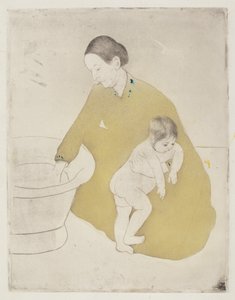 Badet, 1890-1891. af Mary Cassatt