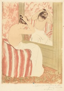 The Coiffure, 1890-1891. af Mary Cassatt