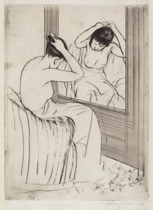 The Coiffure, 1890-1891. af Mary Cassatt