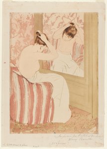 The Coiffure, 1890-1891. af Mary Cassatt