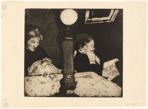 Under Lampen, c.1882 af Mary Cassatt
