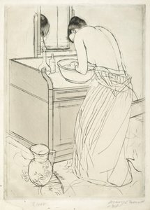 Kvinde bader, 1890-1891. af Mary Cassatt