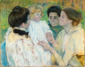 Kvinder beundrer et barn af Mary Cassatt