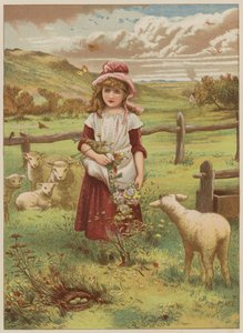 Pige med forårslam (chromolitho)