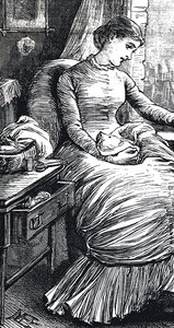 Kvinde holder pause fra sin reparation af Mary Ellen Edwards