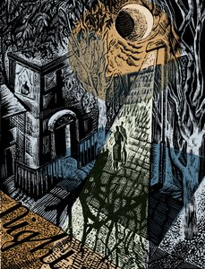 Nat, 2016 (vinylgravering) af Mary Kuper