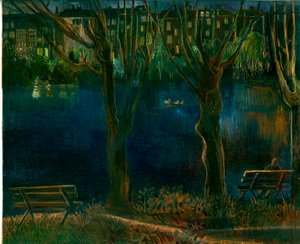 Dammen; South End Green, 2011 (olie om bord) af Mary Kuper