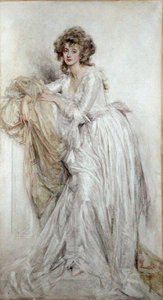 En edwardiansk dame (akvarel på papir) af Mary L. Gow