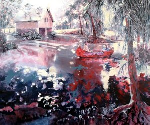 Elvaston bådhus og sø af Mary Smith