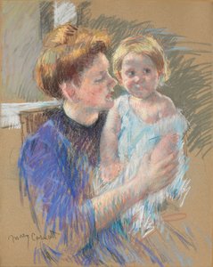 Mor i lilla holder sit barn, ca. 1914