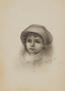 Uden titel (Hoved af et barn med hat) af Mary Vaux Walcott
