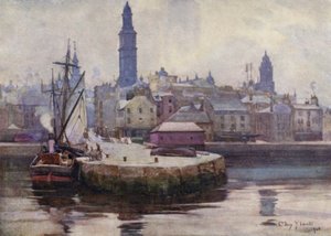 West Harbour, Greenock (farve litho)