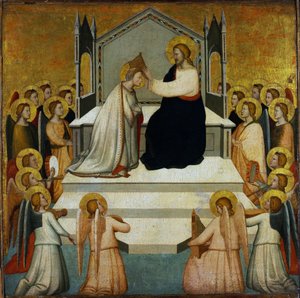 Jomfruens kroning - Jomfruens kroning - Maso di Banco (?-1348) - 1335-1340 - Tempera på panelet - 51,2x51,7 - Szepmuveszeti Muzeum, Budapest