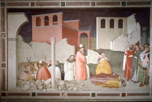 Afsnit af nytårsaften: Pave Sankt Sylvester I (Silvester eller Silvestro) (314-335) lukker dragens mund (venstre) og genopliver to magiske terrasser ved dragens ånde (pave Sylvester I vender en drage væk og genopliver dets ofre) - Fre