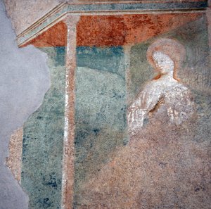Fresko af Masolino da Panicale i baptisteriet i Castiglione, detalje af bebudelsen (2)