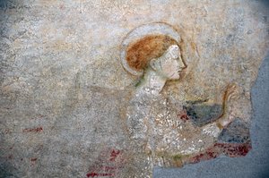 Fresko af Masolino da Panicale i baptisteriet i Castiglione, detalje af bebudelsen