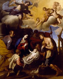 Tilbedelse af hyrder, af Massimo Stanzione (1585-1656)