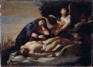 Klagesang over Kristi legeme. Maleri af Massimo Stanzione (omkring 1585-omkring 1658), olie på lærred, midten af ​​1600-tallet, italiensk kunst, barokkunst. Museum for historie og kunst, Zhytomyr (Ukraine) af Massimo Stanzione