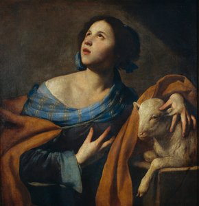 Sainte Agnes (Agnes de Rome, 290-303) - Maleri af Massimo Stanzione (vers 1585-vers 1658) - 1635-1640 - Olie på lærred - 83,5x75 - Museu Nacional d