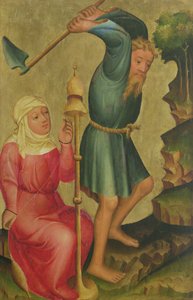Adam og Eva på arbejde, detalje fra Grabow-altertavlen, 1379-83 (tempera på panel) af Master Bertram of Minden