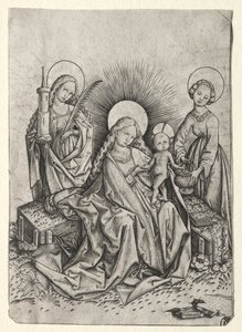 Madonna og barn i en have mellem St. Barbara og St. Dorothy