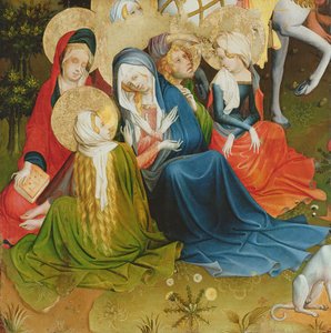 Gruppe af kvinder ved korsfæstelsen, panel fra St. Thomas-alteret fra Johanneskirken, Hamborg, påbegyndt i 1424 (tempera og olie på panel)