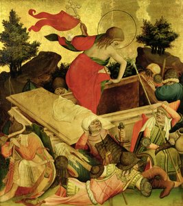 Opstandelsen, panel fra St. Thomas-alteret fra Johanneskirken, Hamborg, begyndte i 1424 (tempera og olie på panel)