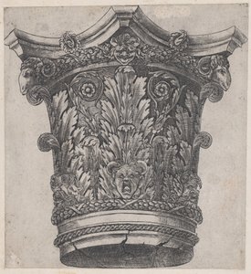 Mirror of Roman Magnificence: Kapital med vædderhoveder og masker, ca. 1537, ca. 1537